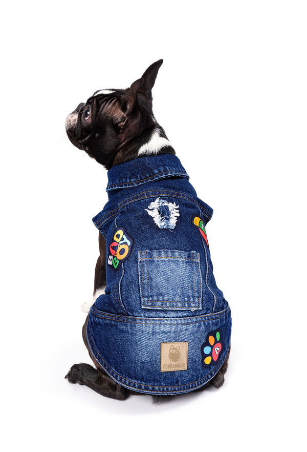 Dark Wash Denim Dog Vest “BadBoy”