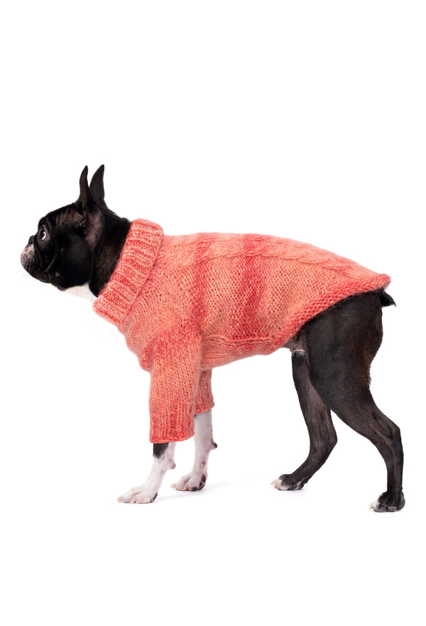 Hand-Knitted Batik Coral Color Knitted Dog Sweater Regular Fit