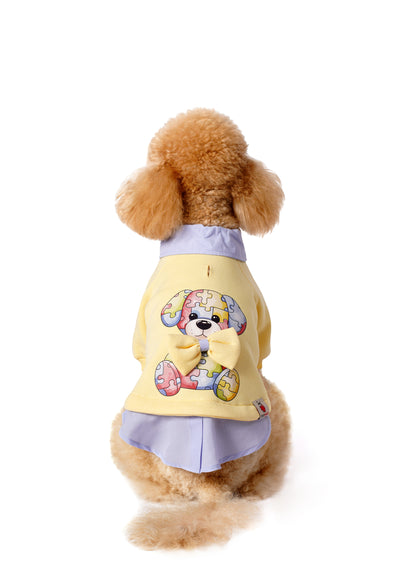 Açık Sarı Köpek Sweatshirtü “Puzzle”