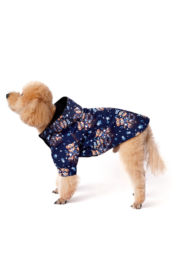 Fleece-Lined Waterproof Dog Raincoat “Biker Teddy Bears”