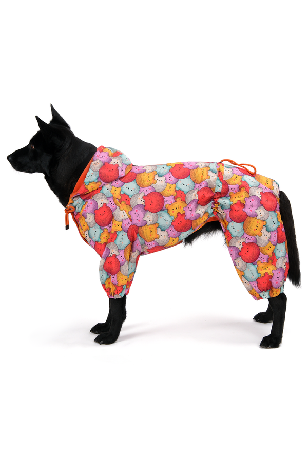 Fleece-Lined Waterproof Dog Jumpsuit “Bubble Bears”