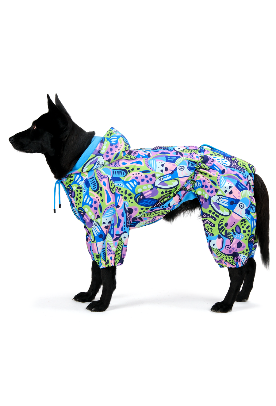 İçi Polarlı Su Geçirmez Köpek Tulumu “Groovy Splash”