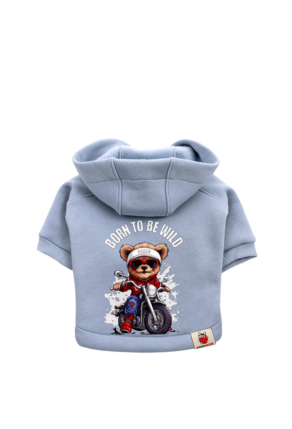 Bebek Mavisi Köpek Hoodie “Crazy Rider”