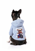 Boston Terrier üzerinde FourAmour Crazy Rider bebek mavisi köpek hoodie arka görünüm