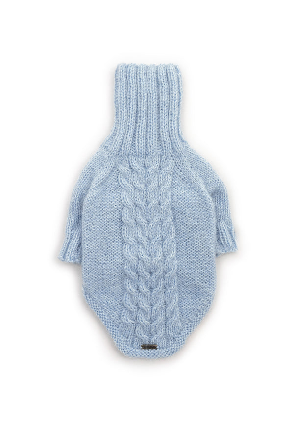 El Örgüsü Buz Mavisi Örgülü Köpek Kazak Regular Fit