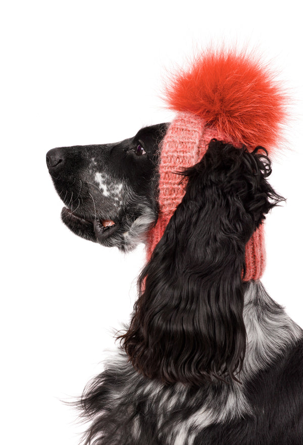 El Örgüsü Batik Mercan Ponponlu Köpek Şapkası