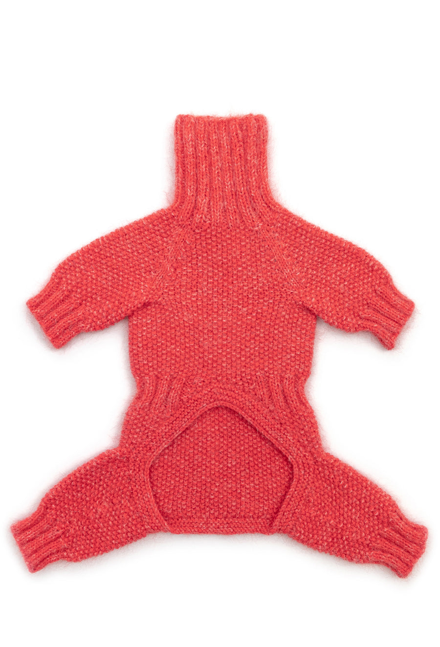 El Örgüsü Mercan Rengi Pirinç Desenli Köpek Tulumu Regular Fit