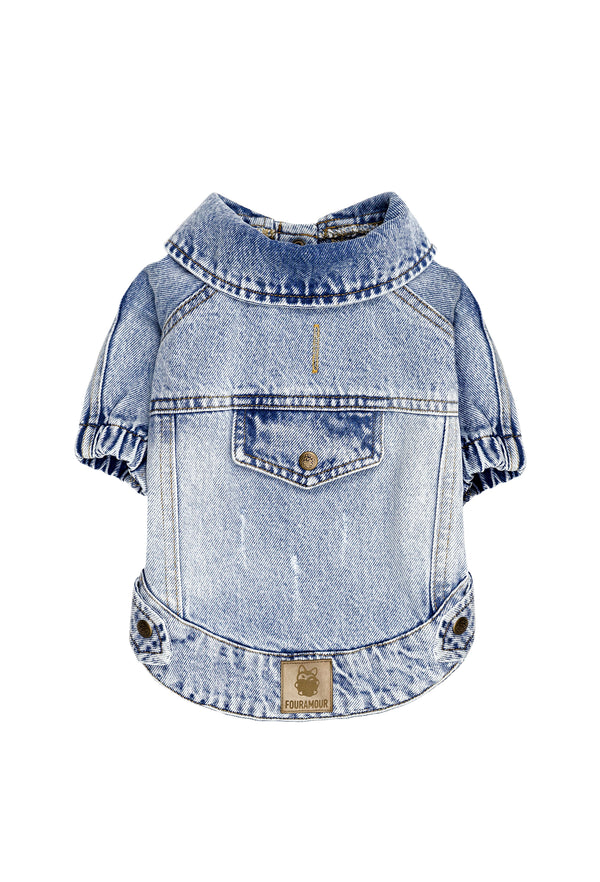 Açık Kar Yıkama Denim Köpek Ceketi “Rodeo”