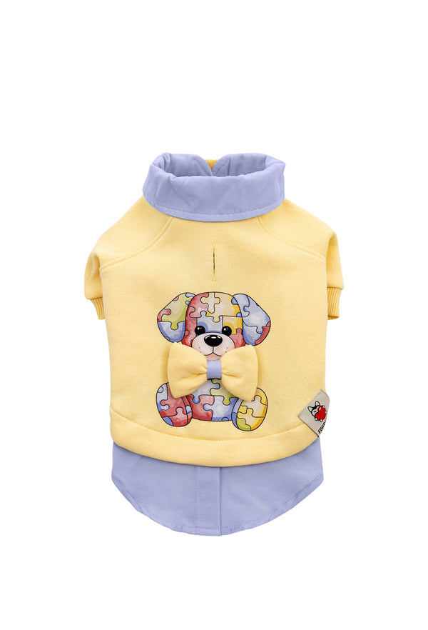 Açık Sarı Köpek Sweatshirtü “Puzzle”