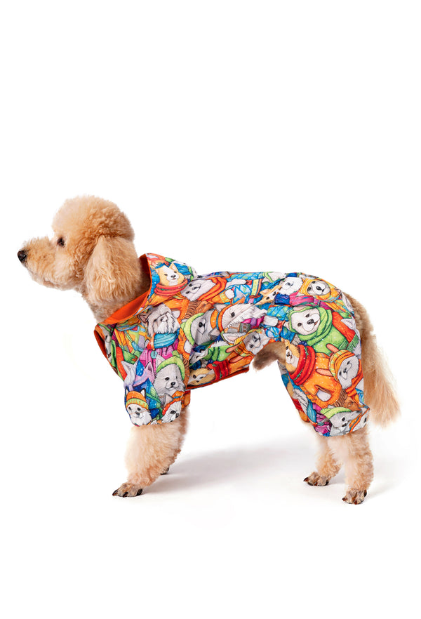 Fleece-lined Waterproof Dog Jumpsuit “Happy Winter Dogs”