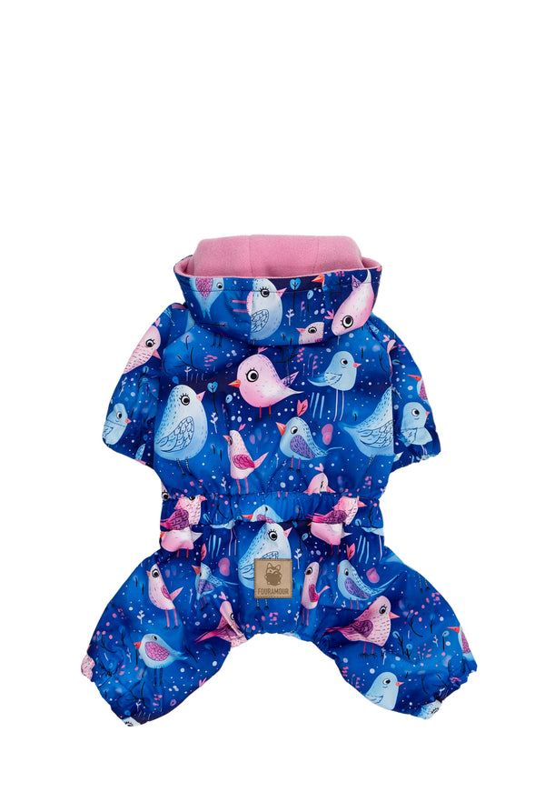 İçi Polarlı Su Geçirmez Köpek Tulumu “Night Birds”