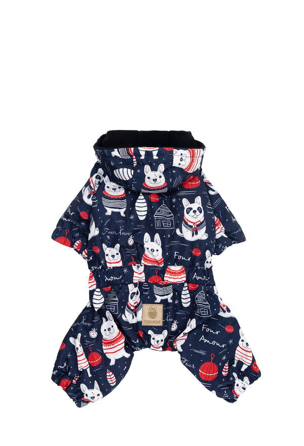 İçi Polarlı Su Geçirmez Köpek Tulumu “Striped Chubby Dogs”