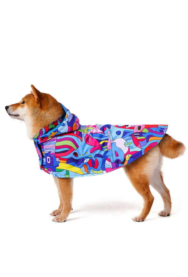 Su Geçirmez Köpek Yağmurluğu “Colorful Abstract Animals” Panço