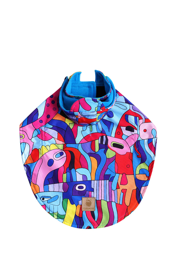 Su Geçirmez Köpek Yağmurluğu “Colorful Abstract Animals” Panço