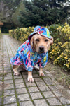 İçi Polarlı Su Geçirmez Köpek Yağmurluğu "Watercolored Dogs" - 4XL
