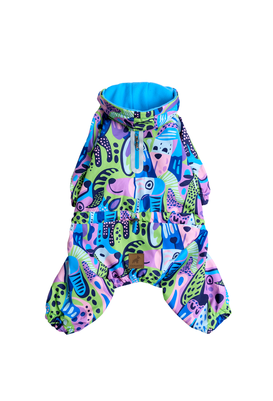 İçi Polarlı Su Geçirmez Köpek Tulumu Groovy Splash