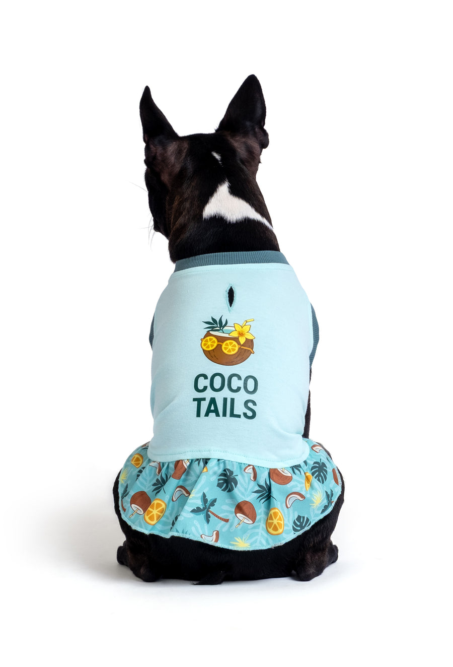 Fouramour Coco Tails pamuklu köpek elbisesi arka baskı detaylı görünüm
