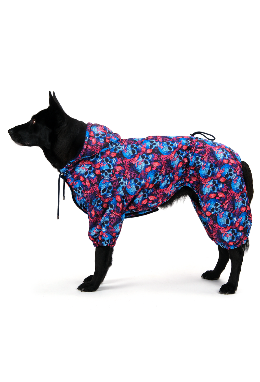 İçi Polarlı Su Geçirmez Köpek Tulumu “Skull Bloom”