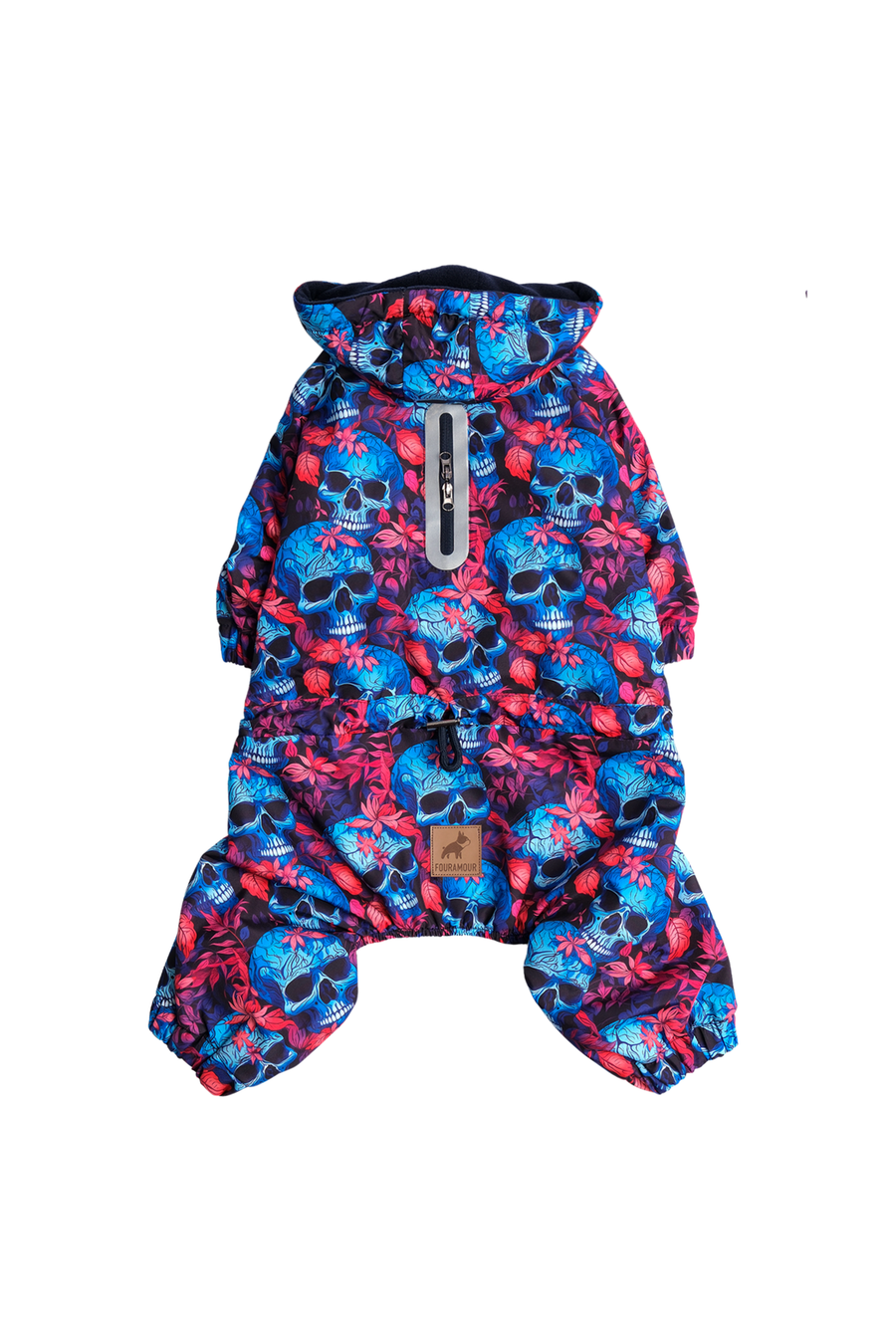 İçi Polarlı Su Geçirmez Köpek Tulumu “Skull Bloom”