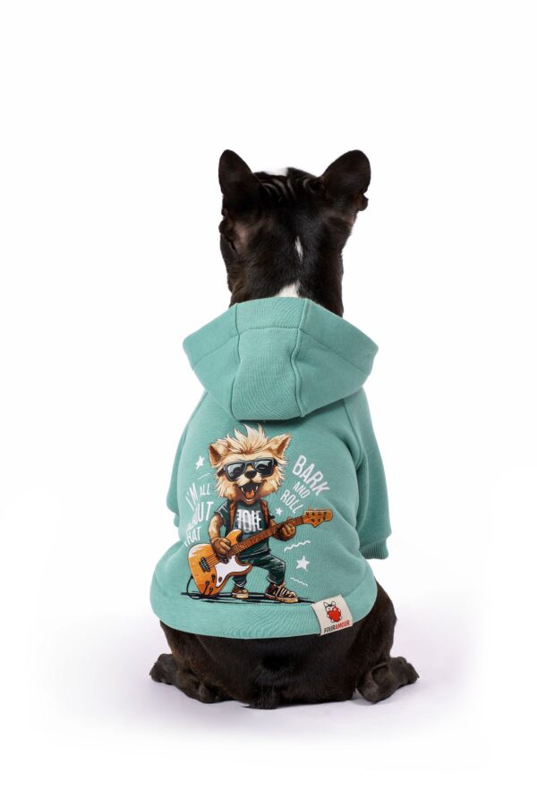 Su Yeşili Köpek Hoodie "Rock Star"