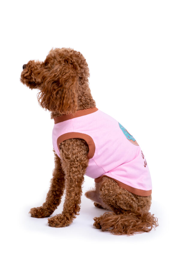 Pamuklu Pembe Köpek T-shirt "Donut Judge Me" - Görsel 2