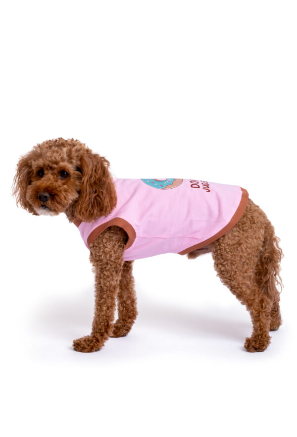 Pamuklu Pembe Köpek T-shirt "Donut Judge Me" - Görsel 4