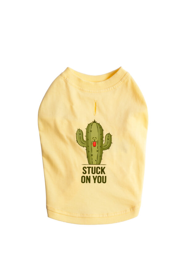 Pamuklu Sarı Köpek T-shirt “Stuck On You” - Görsel 5
