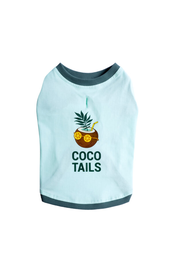 Pamuklu Su Yeşili Köpek T-shirt "Coco Tails" - Görsel 5